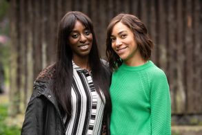 On set of Stay Close with Cush Jumbo