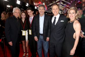 Michael Douglas, Alan F. Horn, Alan Tudyk, Carys Zeta Douglas, Charissa Barton, and Dylan Douglas at an event for Rogue 