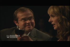 Eric Edwards as Mr. Dirksen and Jenny Wade in THE WEDDING BAND