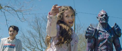 Matthew Ninaber, Owen Myre, and Nita-Josée Hanna in Psycho Goreman (2020)