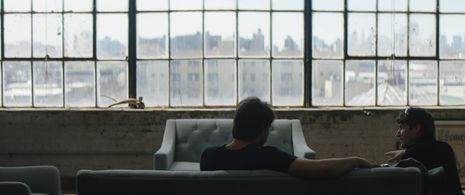 Director, Chad L. Scheifele blocks a scene with actor, Ryan Munzert for the short film, Simple Things.