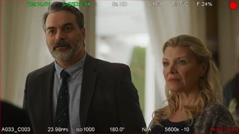 Harrison Coe and Anna Jacyszyn on the set of Love for Starters