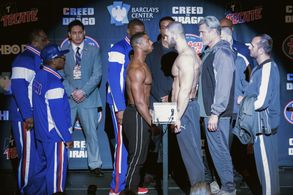 Dolph Lundgren, Michael B. Jordan, and Florian Munteanu in Creed II (2018)