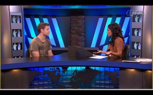 Joshua Moore being interviewed by Reba Toney about being the voice of Spider-Man and 