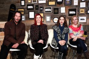 Keanu Reeves, Marti Noxon, Carrie Preston, and Lily Collins