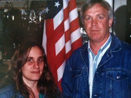 Earth First! activist Judi Bari and reporter Stephen Talbot during the filming of the KQED documentary, 
