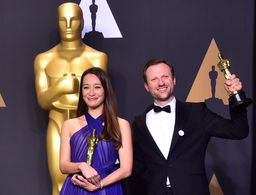 Joanna Natasegara and Orlando von Einsiedel at an event for The Oscars (2017)