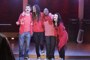 Damian McGinty, Lindsay Pearce, Samuel Larsen, and Alex Newell in The Glee Project (2011)