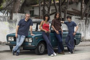 Daniel Monzón, Marcos Ruiz, Chechu Salgado, and Begoña Vargas in The Laws of the Border (2021)