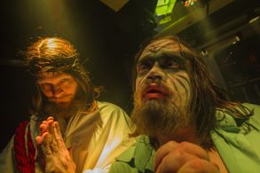 Rami Rusinen and Jari Manninen on the set of Turmion Kätilöt: Dance Panique music video (2017)
