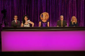 Nicole Sullivan, Max Mutchnick, RuPaul, Michelle Visage, and Billy B. in RuPaul's Drag Race (2009)