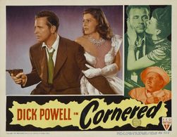 Micheline Cheirel, Dick Powell, Walter Slezak, and Nina Vale in Cornered (1945)