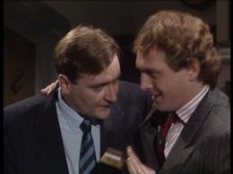 Rik Mayall and Michael Troughton in The New Statesman (1987)