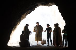 Andrew Hyatt on the set of Full of Grace