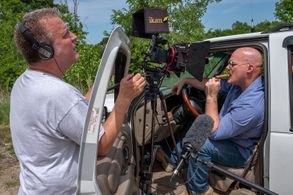 Dan Mauer and Johnny Horne on set of 