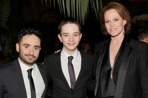 Sigourney Weaver, J.A. Bayona, and Lewis MacDougall