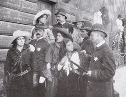 Edward Coxen, Phyllis Daniels, Helen Gibson, Marshall Neilan, Ruth Roland, Jane Haskins, and Rose Wenger in Ranch Girls 
