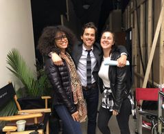 Dani Deetté, Parisa Fitz Henley & Matt Bomer on set of The Sinner