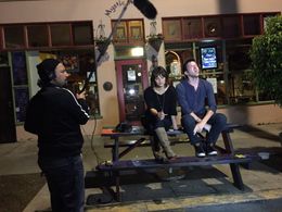 Victoria Truscott and Adam Walton on set of 