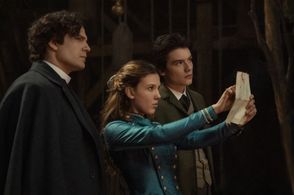 Henry Cavill, Millie Bobby Brown, and Louis Partridge in Enola Holmes 2 (2022)