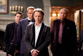 Bruce Greenwood, Ron Livingston, David Walliams, and Larry Wilmore in Dinner for Schmucks (2010)