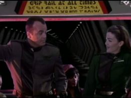 Claudia Christian and Jerry Doyle in Babylon 5 (1993)