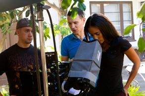 On set of Desire. Sherina Mikasa, Hanuman Brown-Eagle, Eric Salberg
