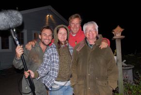 Christian Slater (Delgado),Cat Gray (Boom Operator),Rick Halsey, and David Schneiderman (Sound Mixer).