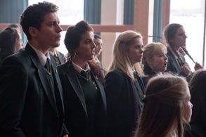 Nicola Coughlan, Dylan Llewellyn, Louisa Harland, Jamie-Lee O'Donnell, and Saoirse-Monica Jackson in Derry Girls (2018)