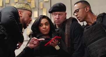 Melanie Loren, Gary Owen, Affion Crockett and Brandon Hirsch as Brotherhood agents in Underocver Brother 2 film.