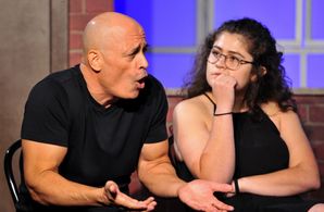 Christopher Loverro performing with his Second City Acting Conservatory troupe