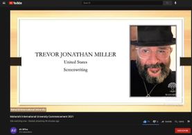 Trevor Miller receiving his MFA in Screenwriting from The David Lynch Graduate School of Cinematic Arts at Maharishi Int