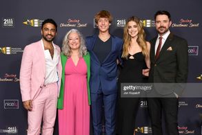 Jake Satow, Tibu Fortes, Joanne Randle, Ashley Newbrough, and James Robinson at the premiere of Saving Christmas Spirit 