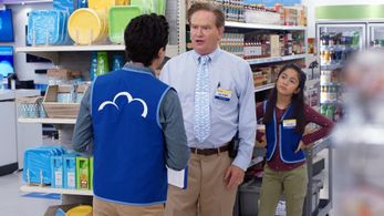 Mark McKinney, Ben Feldman, and Isabella Day in Superstore (2015)