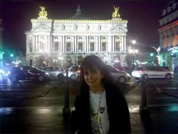 Helen Darras in front of her second home, L'Opera Paris, France