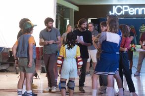 Matt Duffer, Ross Duffer, Charlie Heaton, Gaten Matarazzo, and Priah Ferguson in Stranger Things (2016)