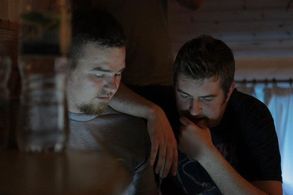 James Morrissey and James Plumb on the set of 