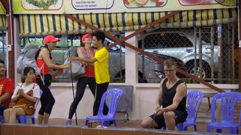 Eliza Orlins, Corinne Kaplan, and Tyler Oakley in The Amazing Race (2001)