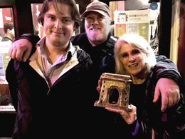 (from l. to r.) Editor Edmund (Eddie) Carson, Director Rick McKay and Producer Jamie deRoy with their award for BEST FIL