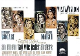 Humphrey Bogart, Richard Eyer, Fredric March, Dewey Martin, Robert Middleton, Mary Murphy, and Martha Scott in The Despe