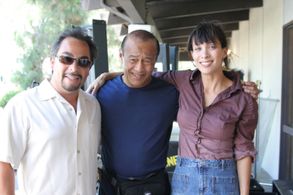 (L to R) Co-Producer, Sal Baldomar, and Dan Inosanto with his daughter, Writer-Director-Actress, D. Lee Inosanto on the 