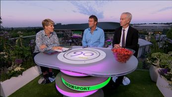Clare Balding, Pat Cash, and John McEnroe in Today at Wimbledon (1964)