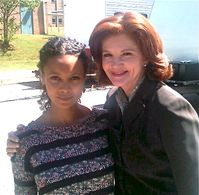Thandie Newton and Jennifer Van Horn on the set of Good Deeds