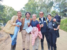 Kirsty Sturgess, Sahajak Boonthanakit, Jane Larkin, Natvara Hongsuwan. On the set of Thirteen Lives