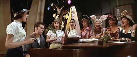 Maxwell Caulfield, Ivy Austin, Alison Price, and Maureen Teefy in Grease 2 (1982)
