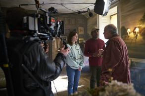 Geoffrey McGivern, Charlotte Ritchie, and Kiell Smith-Bynoe in Ghosts (2019)