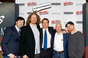 Ben Browder, Brad Keller, Barry Wernick, and James R. Hallam at an event for Bad Kids of Crestview Academy (2017)