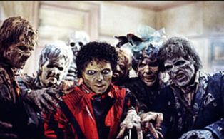 Michael Jackson, Elaine Alexander, Mick Garris, Tom Hester, David B. Miller, and Kevin Brennan in Michael Jackson: Thril