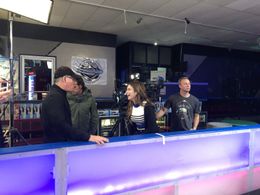 Having too much fun on the set of The New Girl with director Michael Feifer