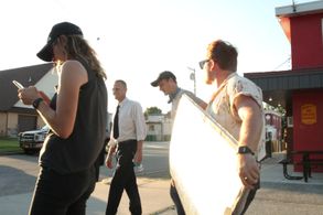 Trevor Snarr, Erin Hughes, Kyle Misak, and Nolan Sordyl in The Eden Theory (2021)